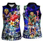 Personalized Fremantle Football Dockers Women Sleeveless Polo Shirt Tropical Hibiscus Flowers - Pacific Fusion Style