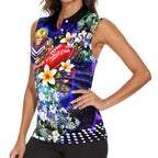 Personalized Fremantle Football Dockers Women Sleeveless Polo Shirt Tropical Hibiscus Flowers - Pacific Fusion Style