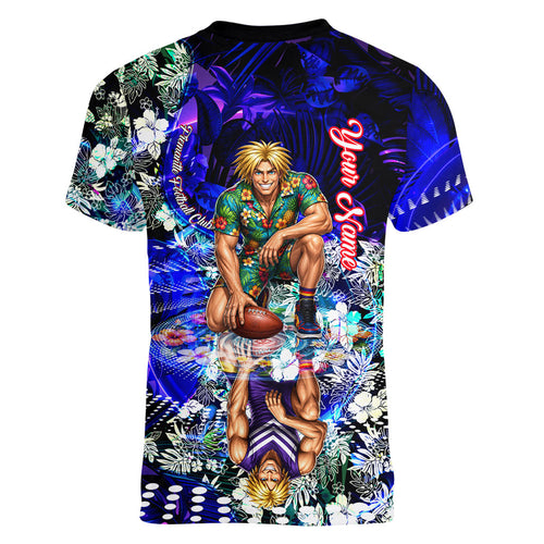 Personalized Fremantle Football Dockers Women V-Neck T-Shirt Tropical Hibiscus Flowers - Pacific Fusion Style