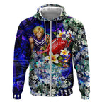 Personalized Fremantle Football Dockers Zip Hoodie Tropical Hibiscus Flowers - Pacific Fusion Style