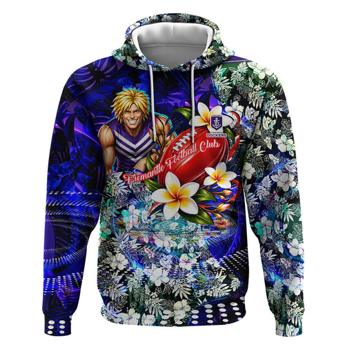 Personalized Fremantle Football Dockers Zip Hoodie Tropical Hibiscus Flowers - Pacific Fusion Style
