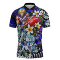 Personalized Fremantle Football Dockers Zipper Polo Shirt Tropical Hibiscus Flowers - Pacific Fusion Style