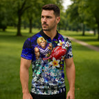 Personalized Fremantle Football Dockers Zipper Polo Shirt Tropical Hibiscus Flowers - Pacific Fusion Style