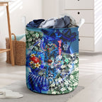 Personalized Geelong Football Cats Laundry Basket Tropical Hibiscus Flowers - Pacific Fusion Style