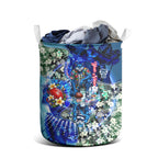 Personalized Geelong Football Cats Laundry Basket Tropical Hibiscus Flowers - Pacific Fusion Style