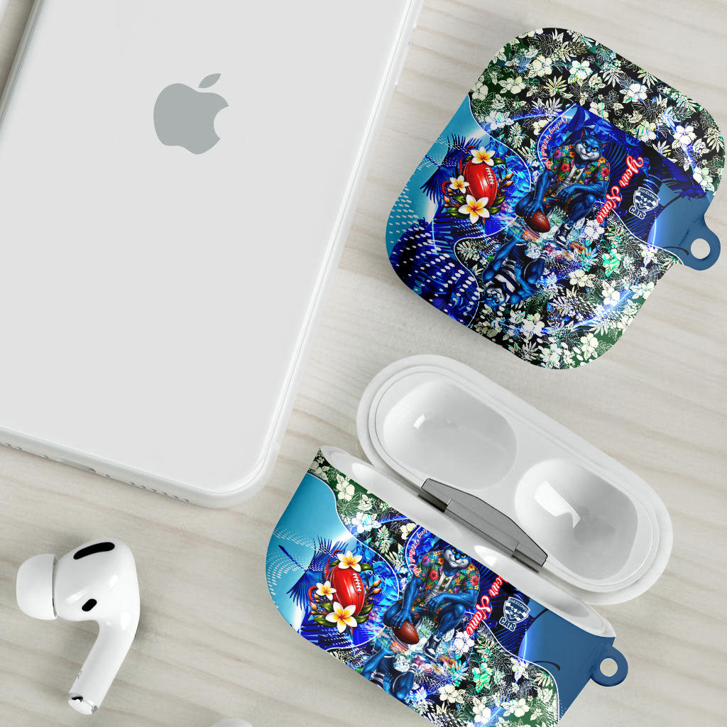 Personalized Geelong Football Cats AirPods Case Tropical Hibiscus Flowers - Pacific Fusion Style