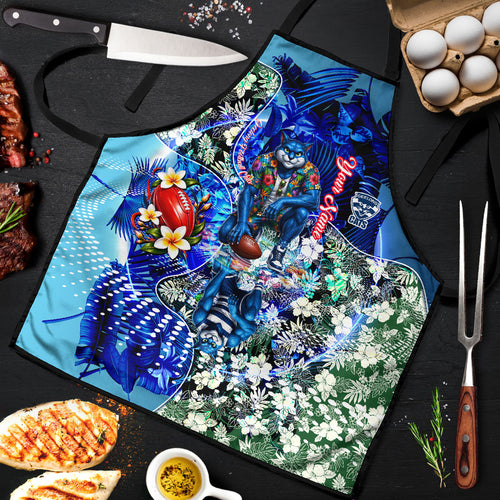Personalized Geelong Football Cats Apron Tropical Hibiscus Flowers - Pacific Fusion Style