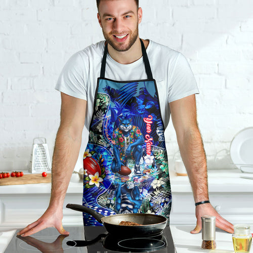 Personalized Geelong Football Cats Apron Tropical Hibiscus Flowers - Pacific Fusion Style