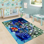 Personalized Geelong Football Cats Area Rug Tropical Hibiscus Flowers - Pacific Fusion Style