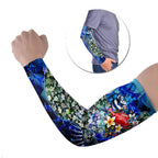 Personalized Geelong Football Cats Arm Sleeves Tropical Hibiscus Flowers - Pacific Fusion Style