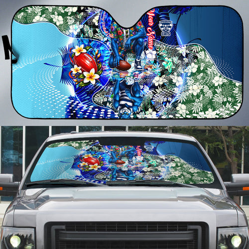 Personalized Geelong Football Cats Auto Sun Shade Tropical Hibiscus Flowers - Pacific Fusion Style