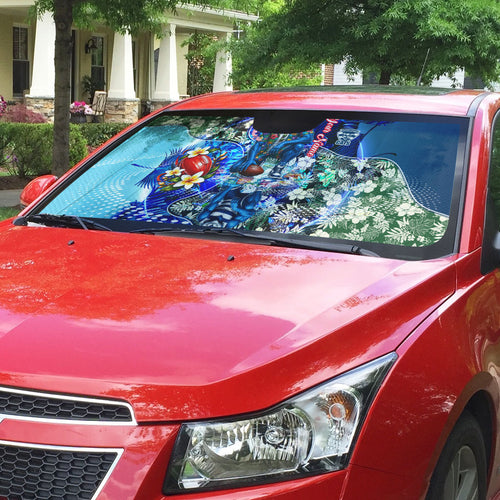 Personalized Geelong Football Cats Auto Sun Shade Tropical Hibiscus Flowers - Pacific Fusion Style