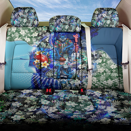 Personalized Geelong Football Cats Back Car Seat Cover Tropical Hibiscus Flowers - Pacific Fusion Style