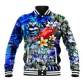 Personalized Geelong Football Cats Baseball Jacket Tropical Hibiscus Flowers - Pacific Fusion Style