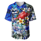 Personalized Geelong Football Cats Baseball Jersey Tropical Hibiscus Flowers - Pacific Fusion Style