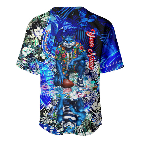 Personalized Geelong Football Cats Baseball Jersey Tropical Hibiscus Flowers - Pacific Fusion Style