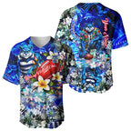 Personalized Geelong Football Cats Baseball Jersey Tropical Hibiscus Flowers - Pacific Fusion Style
