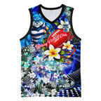 Personalized Geelong Football Cats Basketball Jersey Tropical Hibiscus Flowers - Pacific Fusion Style