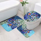 Personalized Geelong Football Cats Bathroom Set Tropical Hibiscus Flowers - Pacific Fusion Style