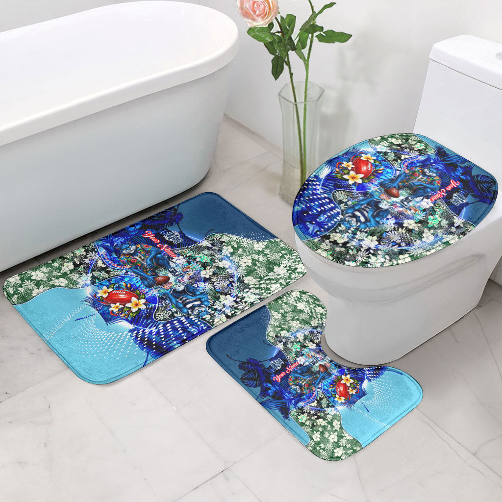 Personalized Geelong Football Cats Bathroom Set Tropical Hibiscus Flowers - Pacific Fusion Style