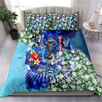 Personalized Geelong Football Cats Bedding Set Tropical Hibiscus Flowers - Pacific Fusion Style