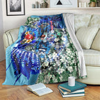Personalized Geelong Football Cats Blanket Tropical Hibiscus Flowers - Pacific Fusion Style