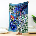 Personalized Geelong Football Cats Blanket Tropical Hibiscus Flowers - Pacific Fusion Style