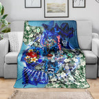 Personalized Geelong Football Cats Blanket Tropical Hibiscus Flowers - Pacific Fusion Style