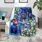 Personalized Geelong Football Cats Blanket Tropical Hibiscus Flowers - Pacific Fusion Style