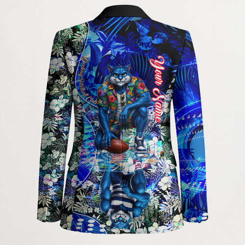 Personalized Geelong Football Cats Blazer Tropical Hibiscus Flowers - Pacific Fusion Style