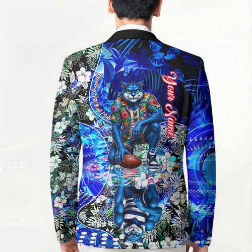 Personalized Geelong Football Cats Blazer Tropical Hibiscus Flowers - Pacific Fusion Style