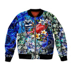 Personalized Geelong Football Cats Bomber Jacket Tropical Hibiscus Flowers - Pacific Fusion Style
