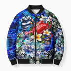 Personalized Geelong Football Cats Bomber Puffer Jacket Tropical Hibiscus Flowers - Pacific Fusion Style