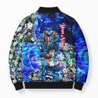 Personalized Geelong Football Cats Bomber Puffer Jacket Tropical Hibiscus Flowers - Pacific Fusion Style