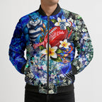 Personalized Geelong Football Cats Bomber Puffer Jacket Tropical Hibiscus Flowers - Pacific Fusion Style