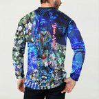 Personalized Geelong Football Cats Button Sweatshirt Tropical Hibiscus Flowers - Pacific Fusion Style