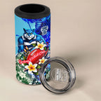 Personalized Geelong Football Cats 4 in 1 Can Cooler Tumbler Tropical Hibiscus Flowers - Pacific Fusion Style