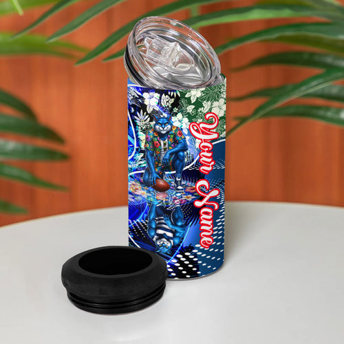 Personalized Geelong Football Cats 4 in 1 Can Cooler Tumbler Tropical Hibiscus Flowers - Pacific Fusion Style