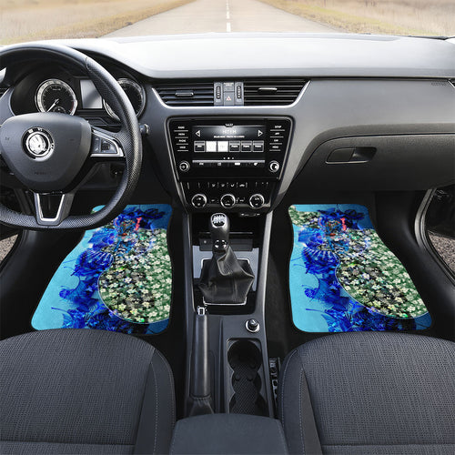 Personalized Geelong Football Cats Car Mats Tropical Hibiscus Flowers - Pacific Fusion Style