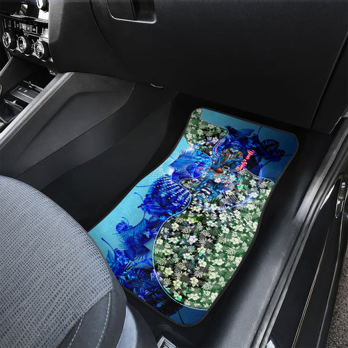 Personalized Geelong Football Cats Car Mats Tropical Hibiscus Flowers - Pacific Fusion Style