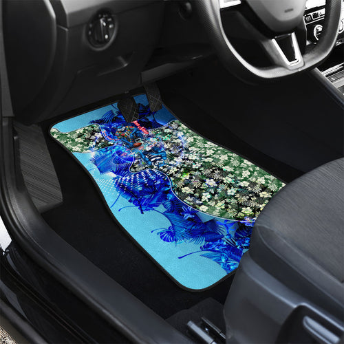 Personalized Geelong Football Cats Car Mats Tropical Hibiscus Flowers - Pacific Fusion Style