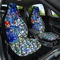 Personalized Geelong Football Cats Car Seat Cover Tropical Hibiscus Flowers - Pacific Fusion Style