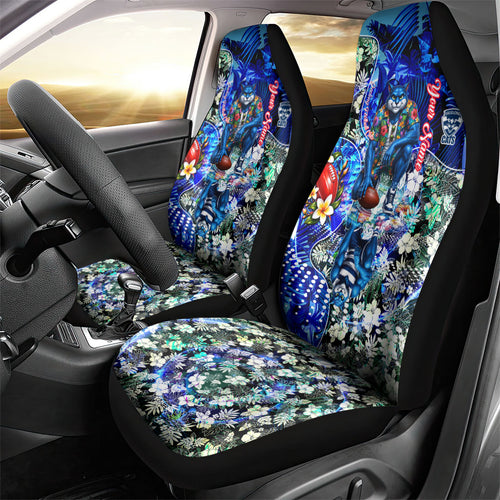 Personalized Geelong Football Cats Car Seat Cover Tropical Hibiscus Flowers - Pacific Fusion Style