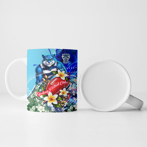 Personalized Geelong Football Cats Ceramic Mug Tropical Hibiscus Flowers - Pacific Fusion Style