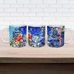 Personalized Geelong Football Cats Ceramic Mug Tropical Hibiscus Flowers - Pacific Fusion Style