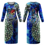 Personalized Geelong Football Cats Couples Matching Long Sleeve Bodycon Dress and Hawaiian Shirt Tropical Hibiscus Flowers - Pacific Fusion Style