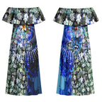 Personalized Geelong Football Cats Couples Matching Off Shoulder Maxi Dress and Long Sleeve Button Shirt Tropical Hibiscus Flowers - Pacific Fusion Style