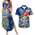 Personalized Geelong Football Cats Couples Matching Summer Maxi Dress and Hawaiian Shirt Tropical Hibiscus Flowers - Pacific Fusion Style