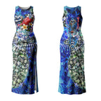 Personalized Geelong Football Cats Couples Matching Tank Maxi Dress and Long Sleeve Button Shirt Tropical Hibiscus Flowers - Pacific Fusion Style