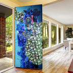 Personalized Geelong Football Cats Door Cover Tropical Hibiscus Flowers - Pacific Fusion Style